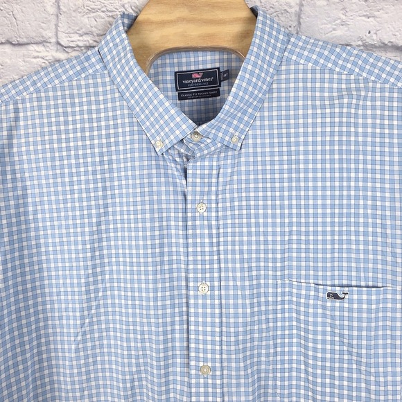 Vineyard Vines Other - Vineyard Vines Men Performance Classic Fit Tucker Shirt Blue Gingham Check 4XT